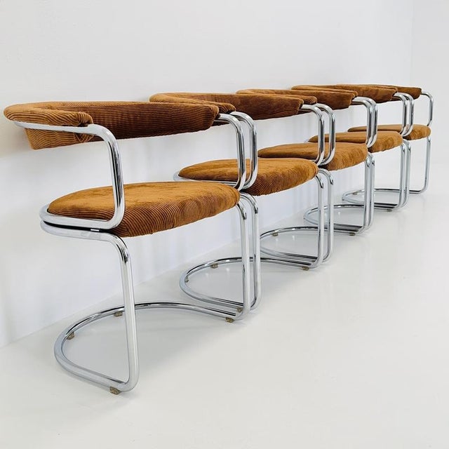 Mid-Century Modern Cognac Velvet Dining Chair by Giotto Stoppino, Italy, 1970s For Sale - Image 5 of 18