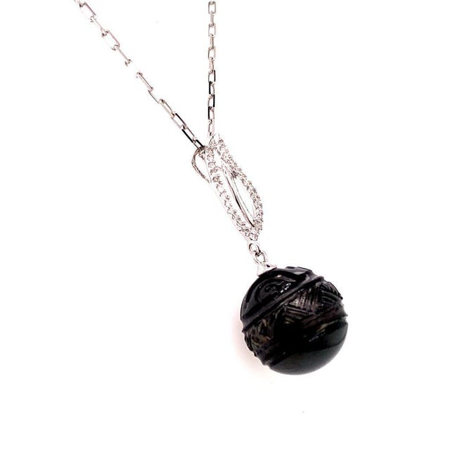 Traditional Tahitian Pearl Diamond Pendant 18k Gold Certified For Sale - Image 3 of 7