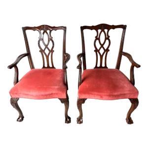 Kindle Pair of Mahogany Chippendale Chairs