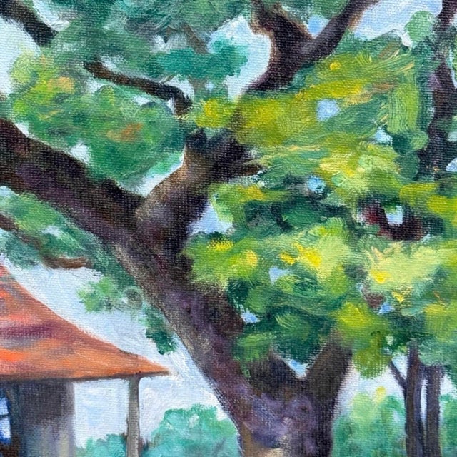 Vintage Original Texas Hill Country Cottage Landscape Oil Painting For Sale - Image 4 of 11