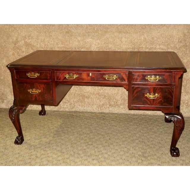 Vintage Hekman Leather Top Mahogany Ball & Claw Foot Desk Chairish