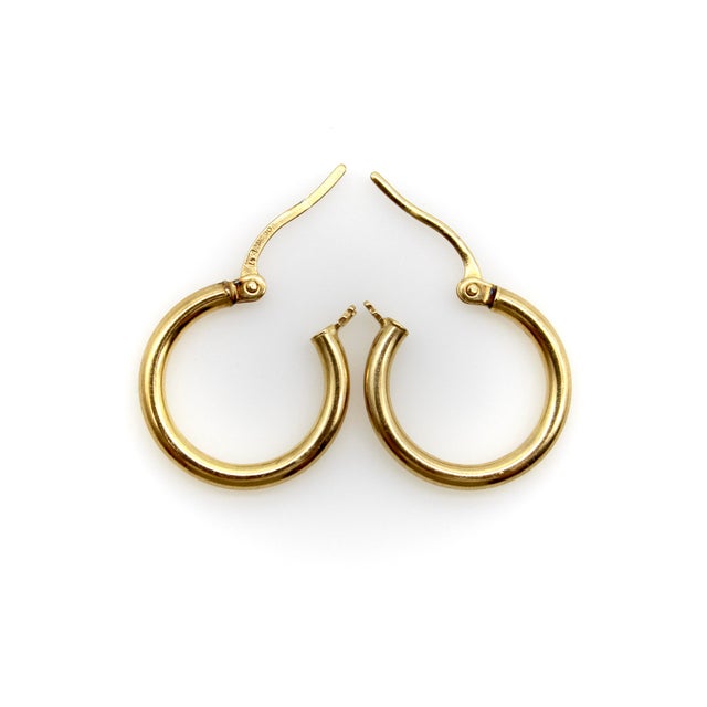 Vintage 14k Gold Hoops, Pair For Sale - Image 4 of 8