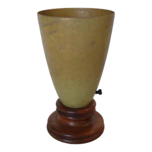 1950s Fiberglass Torchiere Table Lamp With Wood Base