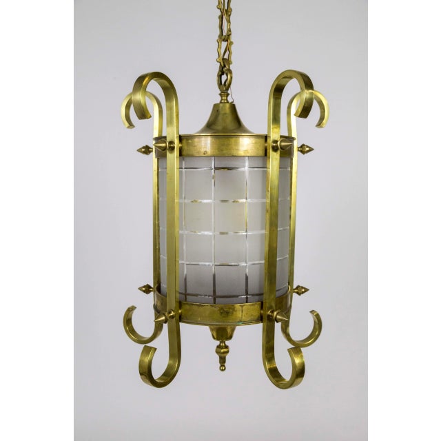 Scroll & Spike Cylindrical Beveled Glass Lantern For Sale - Image 13 of 13