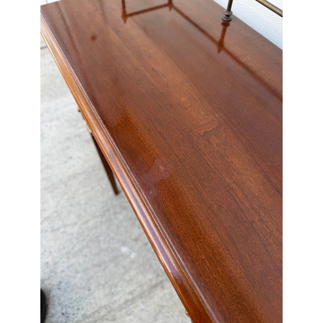 Late 20th Century L. Hitchcock Federal Style Wood Console Table With Brass Gallery and Single Drawer For Sale - Image 9 of 12