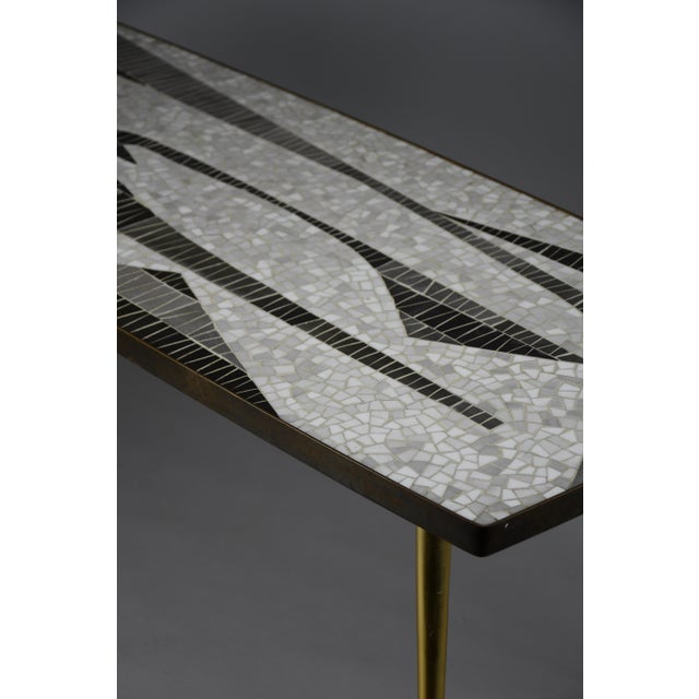 Abstract Black and White Glass Mosaic Coffee Table with Brass Legs by Berthold Müller, 1955 For Sale - Image 11 of 18