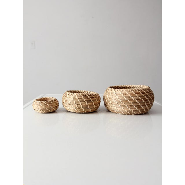 Vintage Set of 3 Woven Nesting Basketsof 3 For Sale - Image 9 of 16