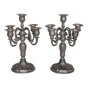 19th Century Swiss Pewter Candelabra, a Pair