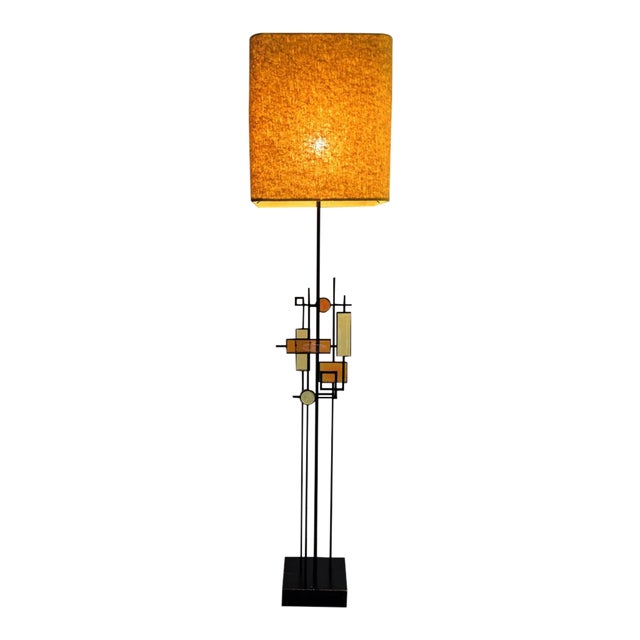 Mid-Century Danish Modern Wrought Iron & Glass Floor Lamp by Svend Aage Holm Sørensen For Sale