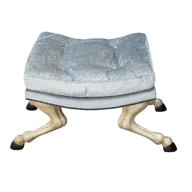 2010s 18th C Style Horse Leg & Hoof Vanity Stool or Bench by Randy Esada Designs For Sale - Image 5 of 6