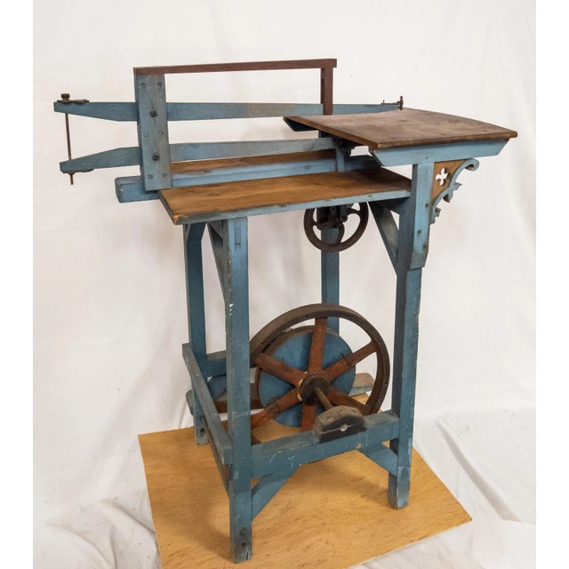 19th Century Primitive Rustic Americana Blue Painted Scroll Saw For Sale - Image 13 of 13