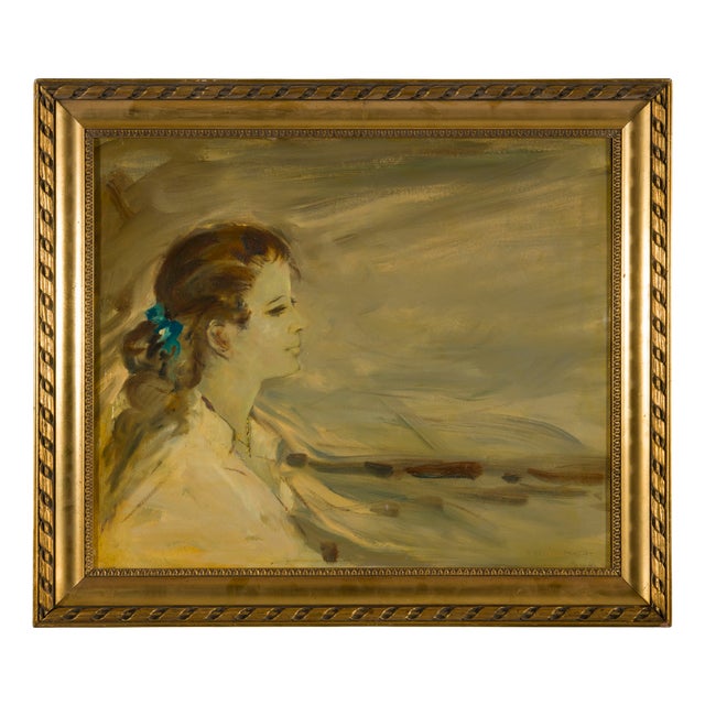 1950s Italian Signed Framed Portrait For Sale