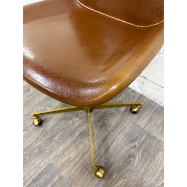 Brown World Market Marina Cognac Brown Faux Leather Adjustable Swivel Office Chair For Sale - Image 8 of 14