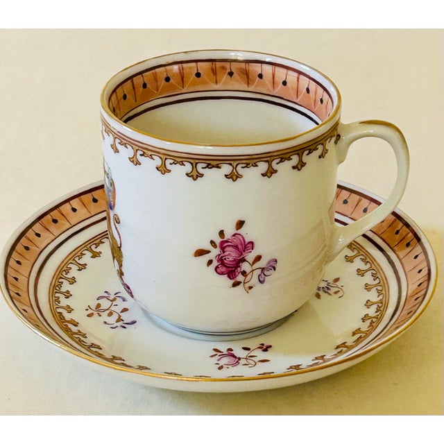 Chinese export Famille Rose porcelain demitasse cup and saucer made for the British East India Company, late 19th C. This...