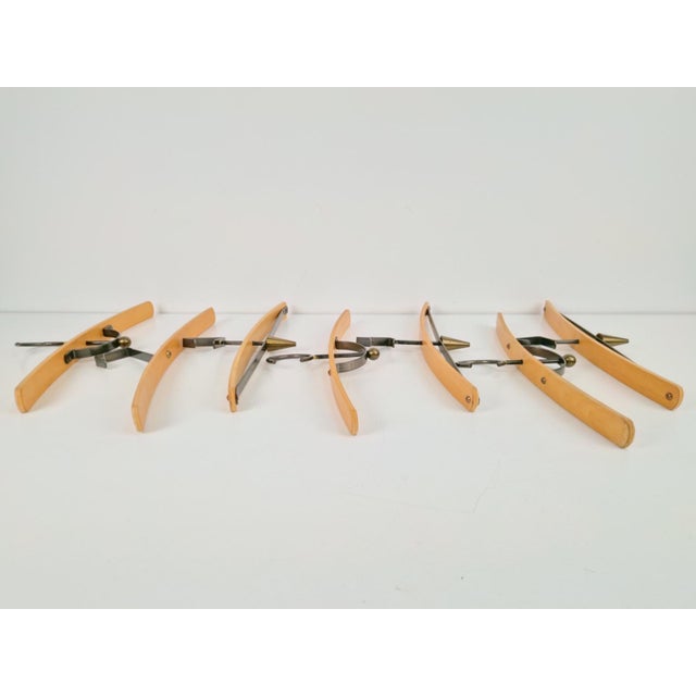 Postmodern Postmodern Coat Hangers in Brass and Bentwood, 1980, Set of 7 For Sale - Image 3 of 11