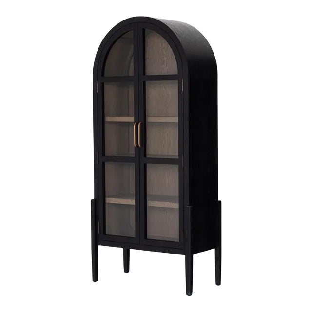 Four Hands Tolle Cabinet, Drifted Matte Black For Sale