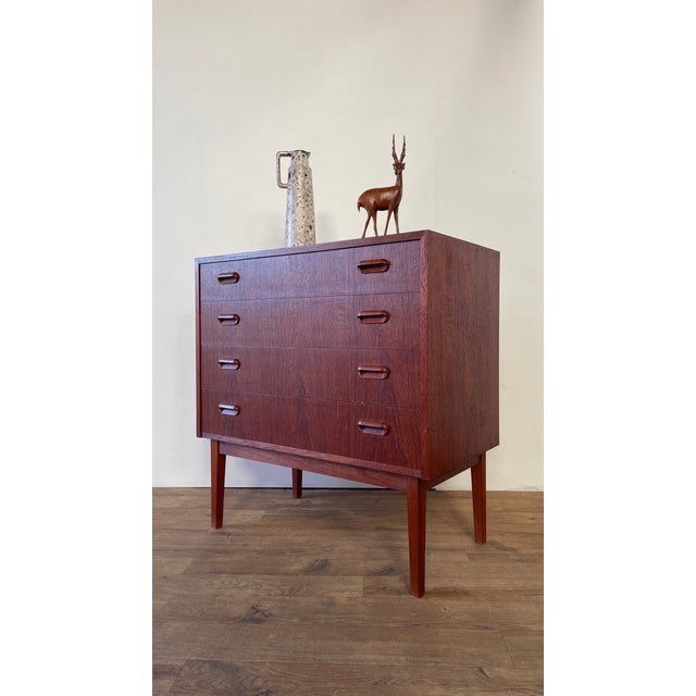 Brown Mid-Century Danish Teak Chest of 4 Drawers, Scandinavia, 1960s For Sale - Image 8 of 18