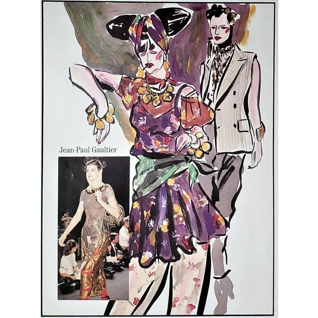 This is an unusual vintage fashion print that dates to 1986-87. It is a Jean-Paul Gaultier design that features a...