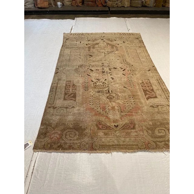 Tan Antique 1920 Floral Samarakand Rug For Sale - Image 8 of 9