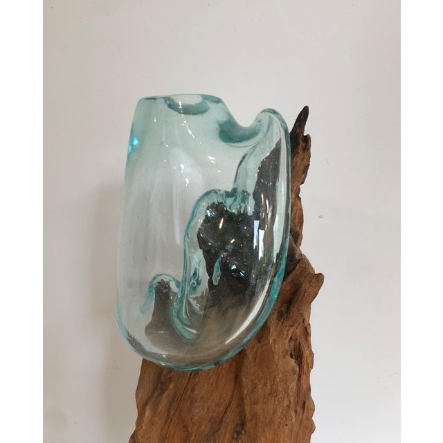 Brown 1980s Wood and Glass Vases - a Pair For Sale - Image 8 of 12