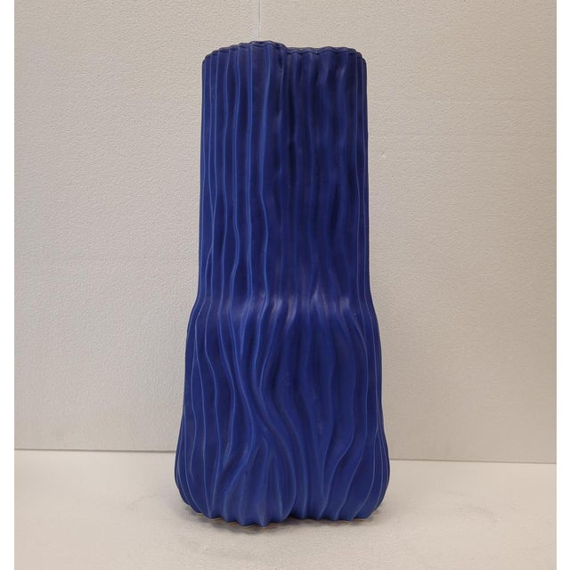 Ceramic Small Modern Blue Ceramic Vase in Blown Glass, Denmark, 1970s For Sale - Image 7 of 14