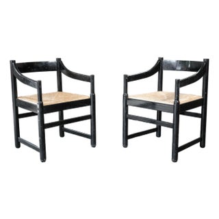 1970s Vintage Vico Magistretti 'Carimate' Style Armchairs - Pair For Sale