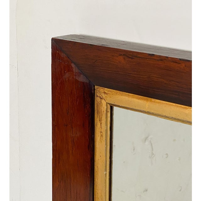 Large English Rectangular Mirror With Mahogany and Gilt Frame (H 41 1/4 X W 35) For Sale In Austin - Image 6 of 8