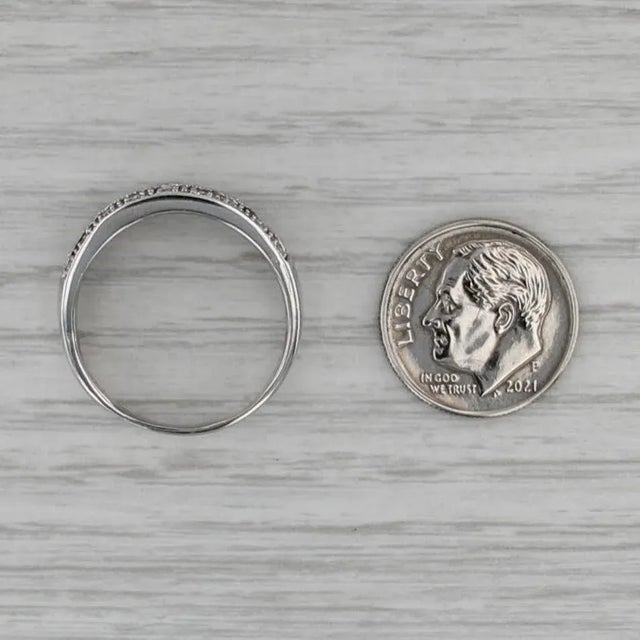 Metal 0.15ctw Diamond Hearts Band 14k White Gold Size 8.5 Ring For Sale - Image 7 of 7