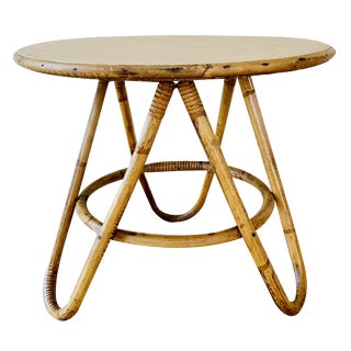 Mid-Century Bamboo and Rattan Side Table, 1960s For Sale