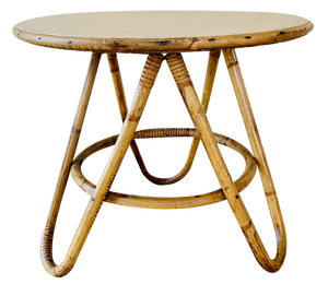 Mid-Century Bamboo and Rattan Side Table, 1960s