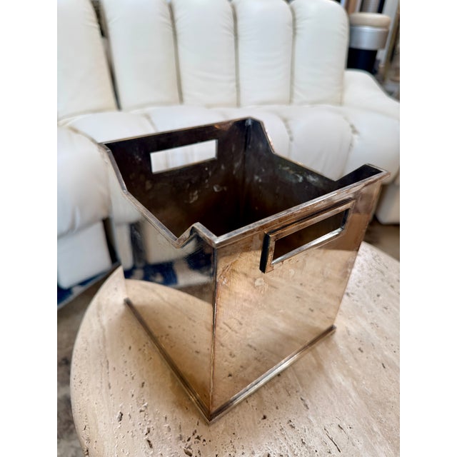 1970s Mid-Century Modern Polished Metal Basket For Sale - Image 5 of 9