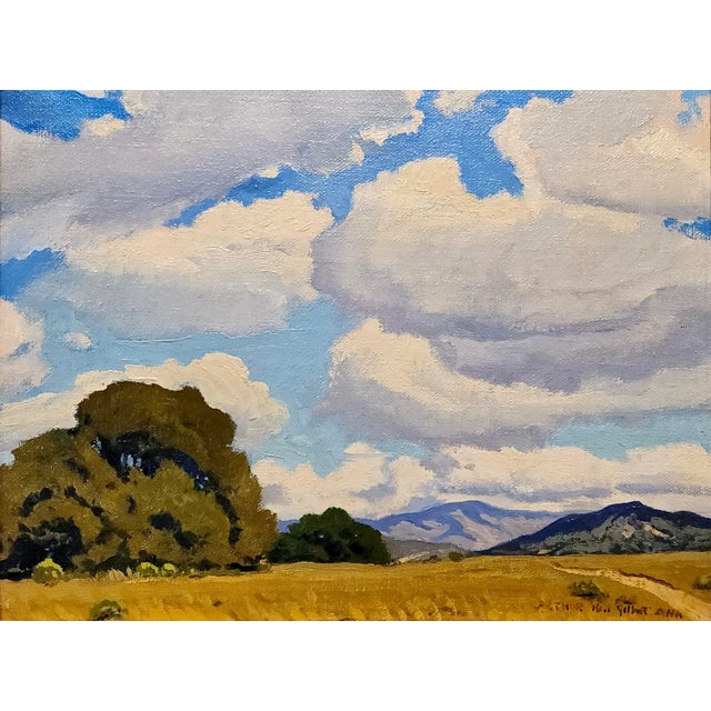 American Arthur Hill Gilbert -1930s California Farm Landscape With Oaks -Oil Painting For Sale - Image 3 of 9