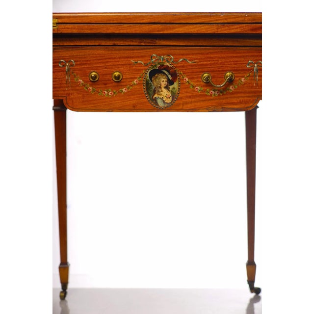 English 19th C. English Painted Satinwood Handkerchief Table For Sale - Image 3 of 5