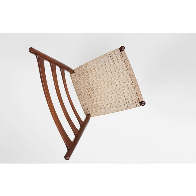 Brown Vintage Belgian Teak Dining Chairs with Braided Rope Seat, 1960s, Set of 2 For Sale - Image 8 of 15