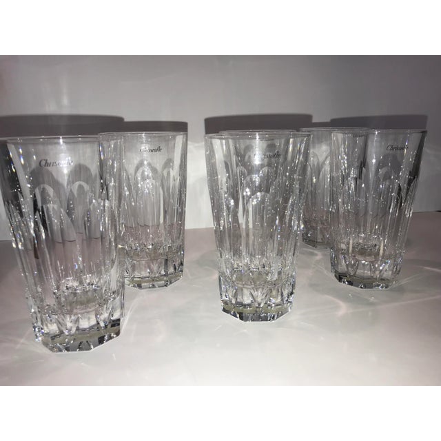 Glass Vintage Original Authentic Christofle Highball Crystal Glasses- Set of 6 For Sale - Image 7 of 12