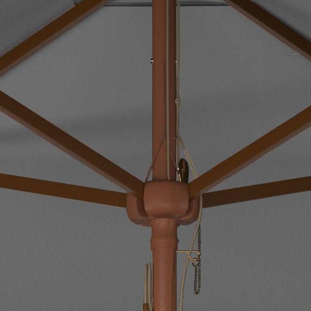 Traditional Velop 7.5Ft Squre Wooden Pulley Market Umbrella (No Tilt), Grey For Sale - Image 3 of 4