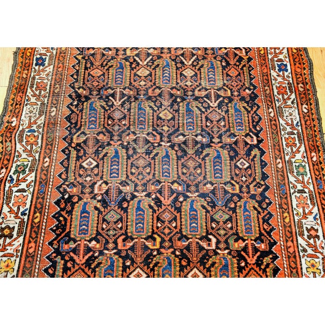 Vintage Persian Malayer Rug, Hand-Knotted Wool, Paisley Pattern, 5x6, Navy & Ivory For Sale - Image 12 of 18