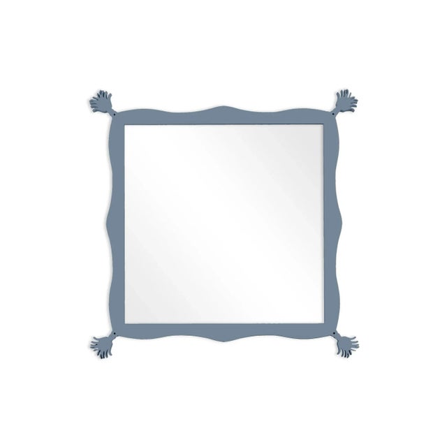 Contemporary Fleur Home Carnival Iko Iko Square Mirror in Bachelor Blue, 45x45 For Sale - Image 3 of 3