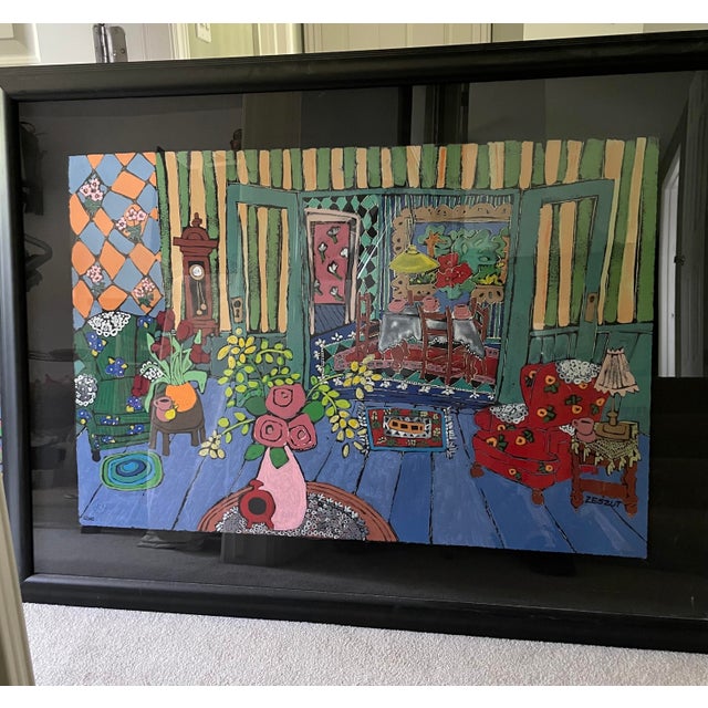 1990s "Living Room Series 1" Interior Scene Serigraph by Laurie Zeszut, Framed For Sale - Image 4 of 9