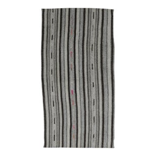 1980s Old Handwoven Scandinavian Style Persian Kilim Area Rug 4’1″ X 8’0″ For Sale