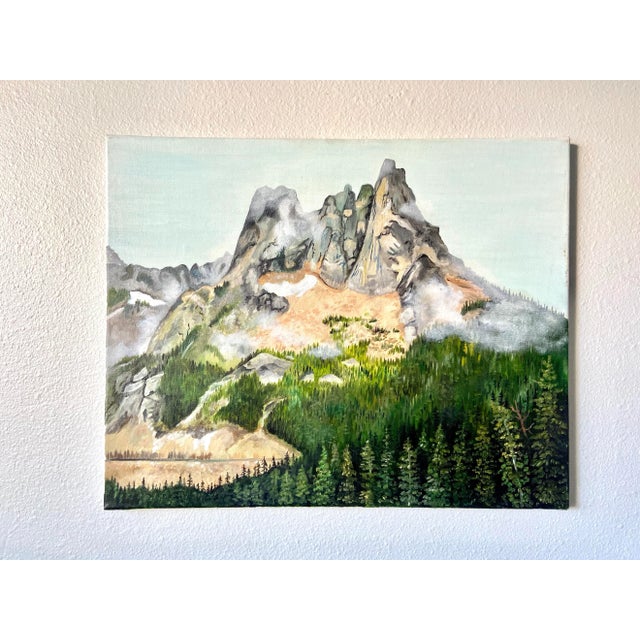 2000s Rustic Mountain Landscape Acrylic Painting For Sale - Image 4 of 4