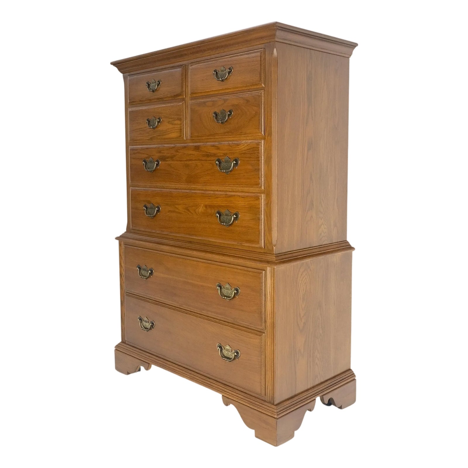 Chestnut Chest on Chest High Boy 8 Drawers Chippendale Style Dresser |  Chairish