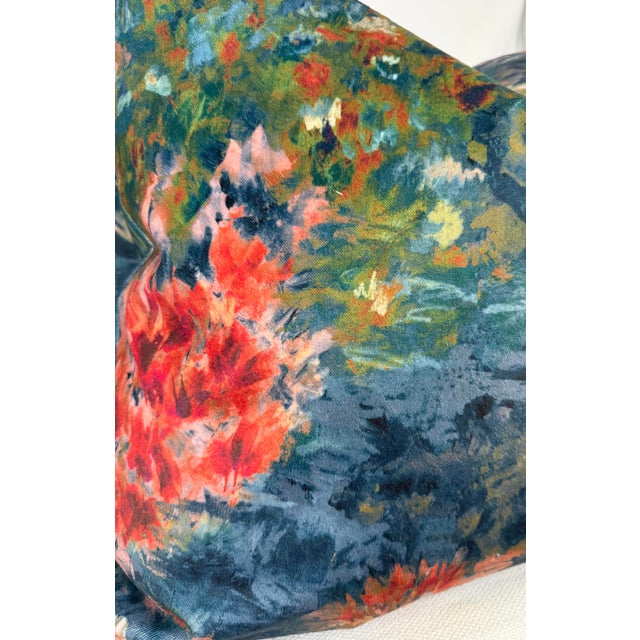 Transitional Clarke & Clarke "Fiore" in Midnight/Spice 22" Pillows-a Pair For Sale - Image 3 of 4