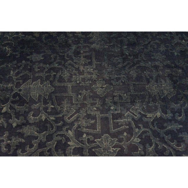 Antique Peking Chinese Allover Floral Blue 1900s Round Rug, Circa Date: 1900s. This exceptional Round Chinese Peking...