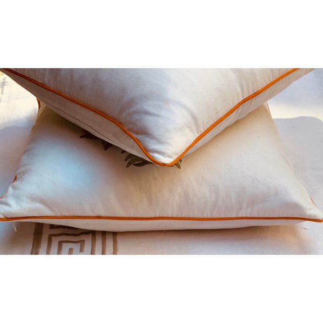 Contemporary Mughal Style White Cotton Embroidered Pillows - A Pair For Sale - Image 9 of 14