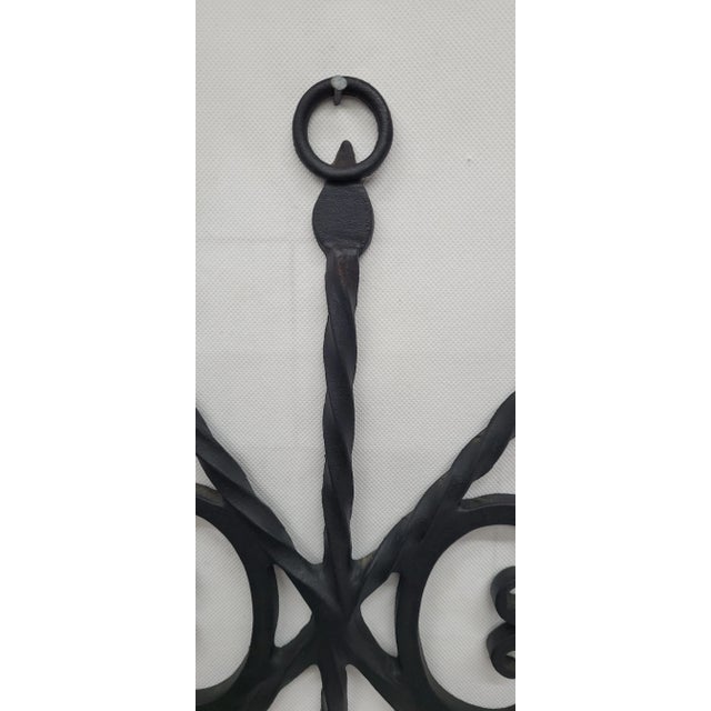 Gothic Vintage 1970s Gothic Arrow Black Wrought Iron Wall Sconce Candlestick For Sale - Image 3 of 8