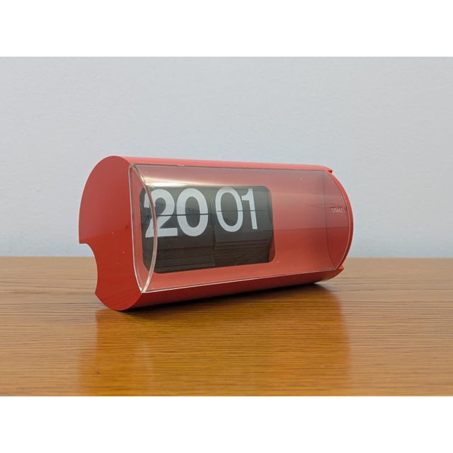 Iconic table alarm clock, cifra 3 model diapason model, 1966. 1.5 volt battery power. Designed by gino valle and produced...