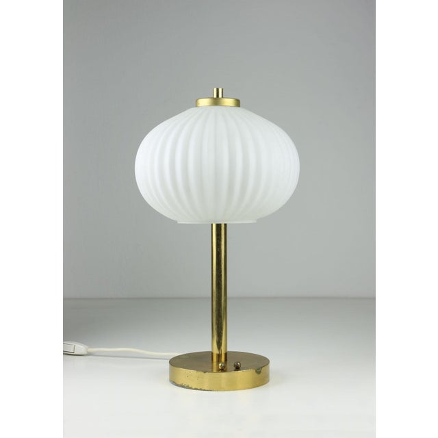 Goldenrod Mid-Century Brass & Glass Table Lamp For Sale - Image 8 of 15