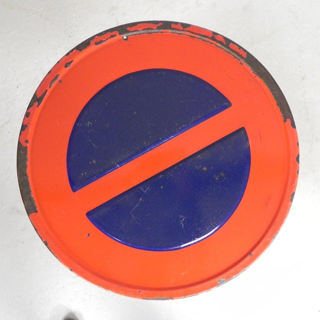 Bistro Table with Cast Iron Leg and Traffic Sign Top, Paris, France, 1920s For Sale - Image 4 of 18