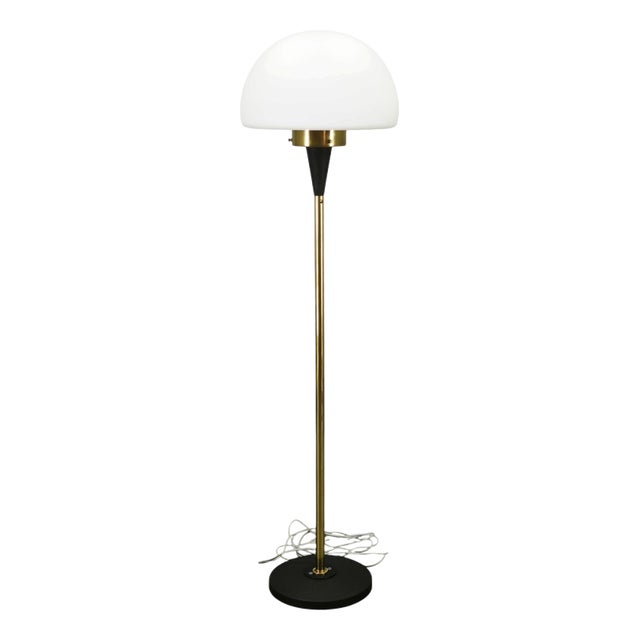 Space Age Brass and Opaline Glass Floor Lamp from Lidokov, 1960s For Sale